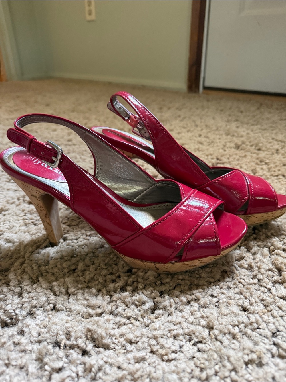 Kelly & Katie Bright Red Patent Slingback Heels - Women